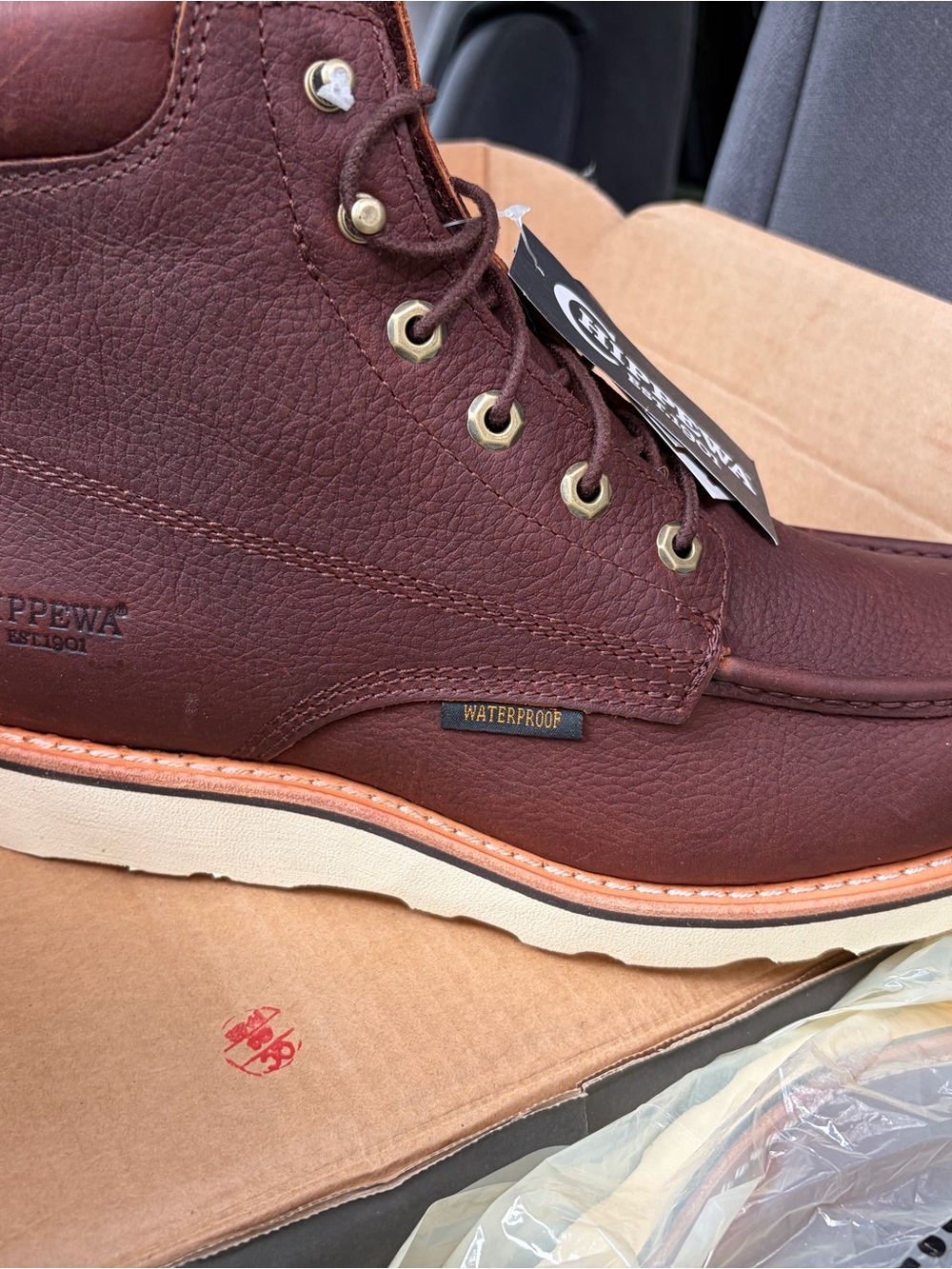 Chippewa Men’s Waterproof Moc Toe Boot - Burgundy Brand New